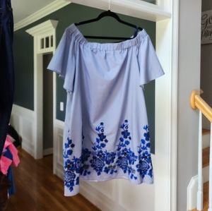 NY&Co Off the Shoulder Dress Floral Embroidery NWT Size XL